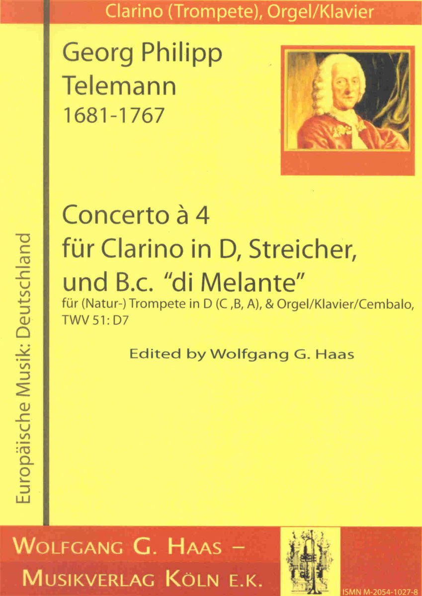 Concerto  4 fr Clarino in D, Streicher und B.C. 'di Melante' - hier klicken