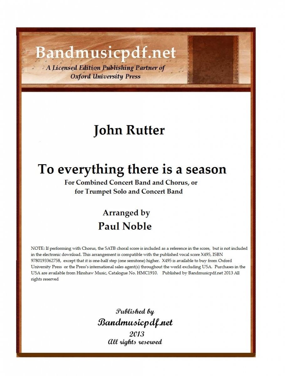 To every thing there is a season - hier klicken
