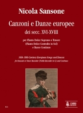 16th-18th Century European Songs and Dances for Descant or Tenor Recorder (Treble Recorder in G) and Continuo - hier klicken