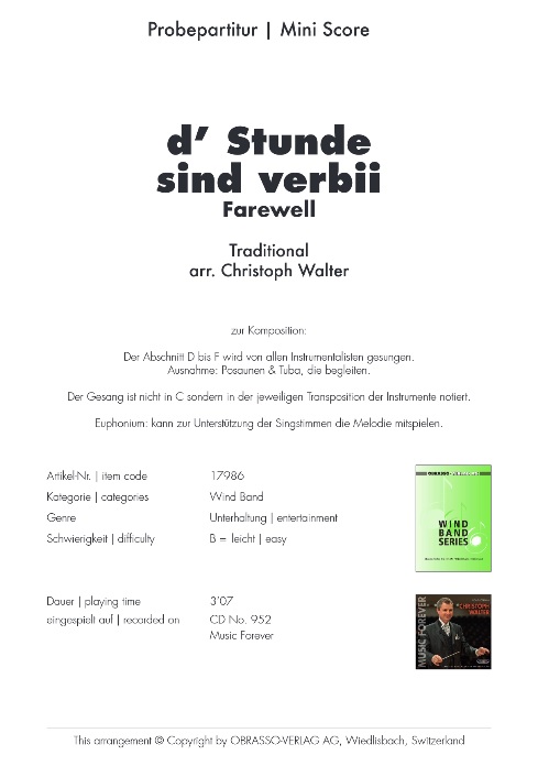 d' Stunde sind verbii (Farewell) - hier klicken