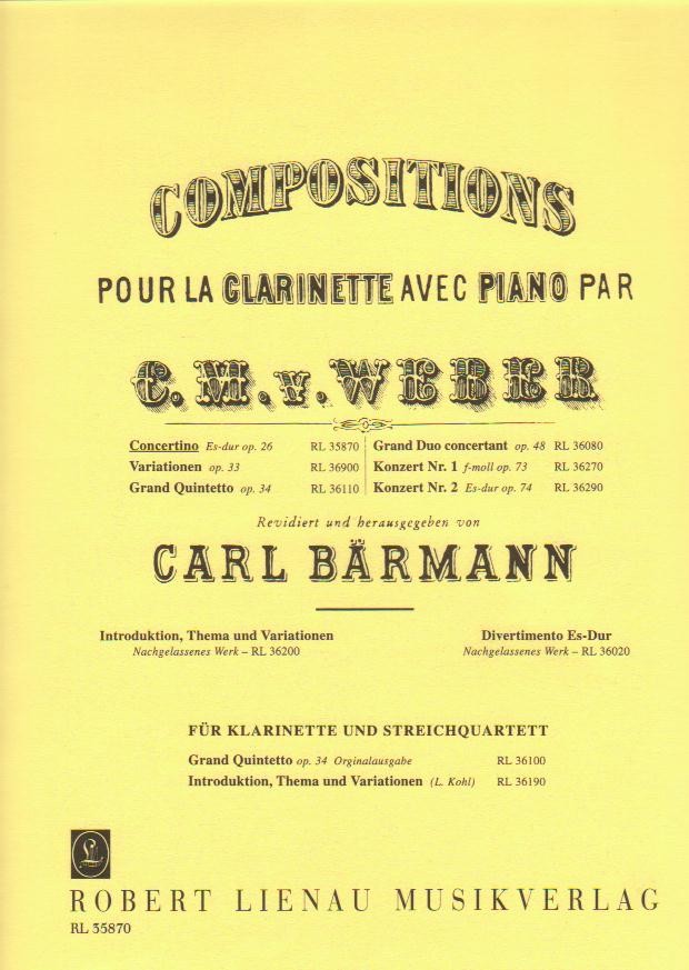 Concertino Es-Dur pour la Clarinette et Piano - hier klicken