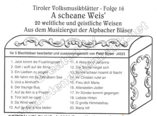 Tiroler Volksmusikbltter #16: A scheane Weis' - hier klicken